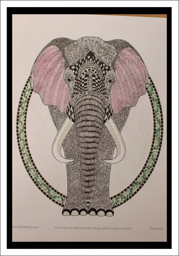 Zentangle-elephant-color
